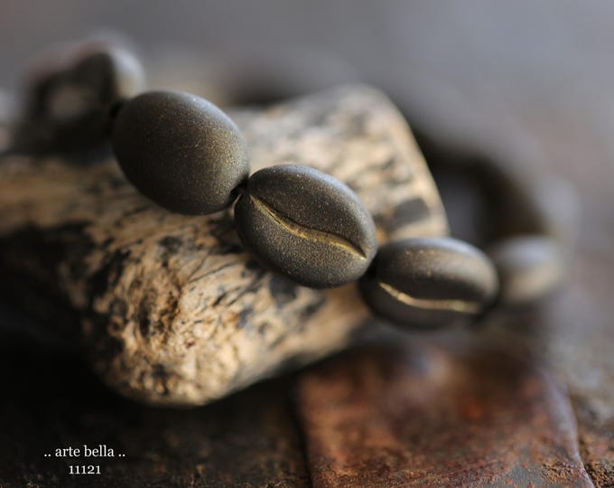 premium glass beads .. Dark CHOCOLATE COFFEE BEANS .. New 12 Czech Glass Coffee Bean Beads 11x8mm (11121-st) .. jewelry supplies