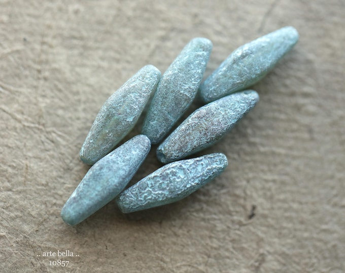 back in stock .. BLUE HONEY RHOMBUS .. 6 Premium Etched Picasso Czech Glass Rhombus Beads 20x8mm (10857-st) .. jewelry supplies