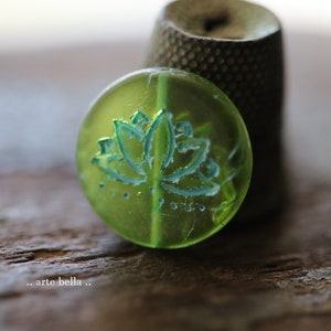 premium glass beads .. BLUE APPLE LOTUS .. 4 Czech Matte Glass Lotus Coin Beads 18mm (9403-4) .. jewelry supplies
