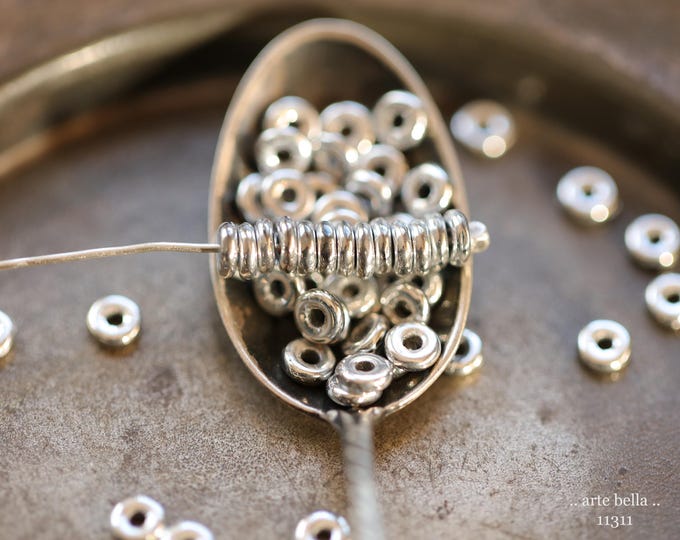 New .. SIMPLY SILVER RINGS .. 100 Premium Czech Glass O Ring Spacer Beads 4x1mm (11311-100) .. jewelry supplies