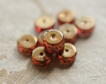 BRONZED PLUM WHEELS .. New 10 Premium Picasso Czech Glass Wheel Beads 10x4mm (10291-10) .. jewelry supplies