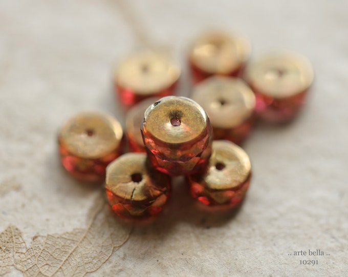 BRONZED PLUM WHEELS .. New 10 Premium Picasso Czech Glass Wheel Beads 10x4mm (10291-10) .. jewelry supplies