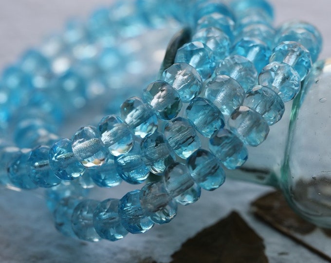 ARCTIC ..  30 Premium Czech Glass Faceted Rondelle Beads 3x5mm (8067-st) .. jewelry supplies