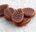 TERRACOTTA LEAVES .. 8 Premium Picasso Czech Glass Dogwood Leaf Beads 16x12mm (5986-8) .. jewelry supplies