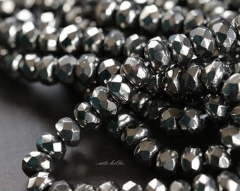 weer op voorraad .. GRAFIET .. 30 premium Tsjechische gefacetteerde glaskralen 3 x 5 mm (832-st) .. sieradenbenodigdheden