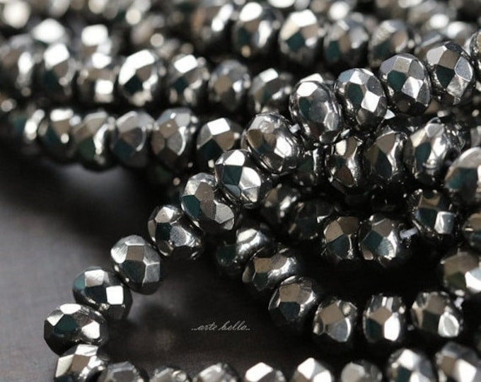 GRAPHITE .. 30 Premium Czech Glass Faceted Rondelle Beads 3x5mm (832-st)