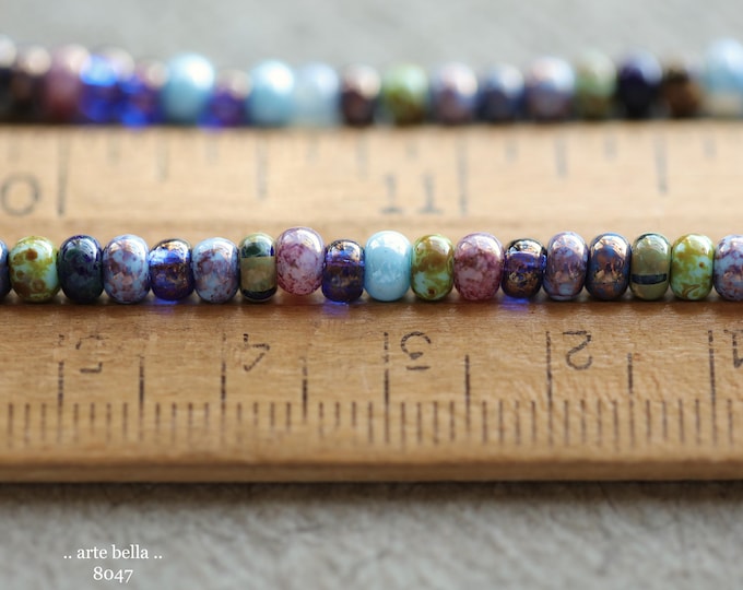 back in stock .. MAJESTIC SEED MIX No. 8047 .. 20" Premium Luster Picasso Czech Glass Striped Seed Bead Mix Size 6/0 3x4mm (8047-st)