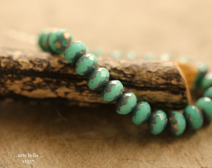 New .. BRONZED BALI PEBBLES .. 25 Premium Czech Glass Faceted Rondelle Beads 5x7mm (11357-st) .. jewelry supplies