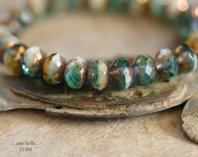 New .. BRONZED RIVER WILD .. 25 Premium Czech Glass Faceted Rondelle Beads 6x8mm (11490-st) .. jewelry supplies