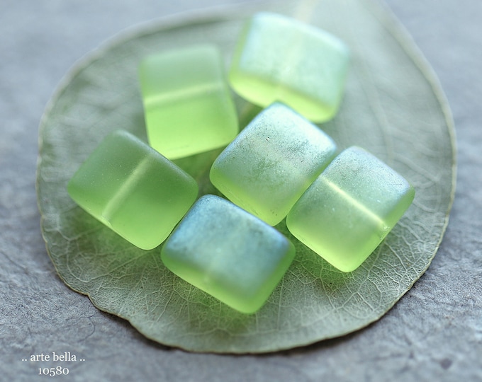 last ones .. MYSTIC APPLE REX .. 10 Premium Matte Czech Glass Rectangle Beads 11x8mm (10580-10) .. jewelry supplies