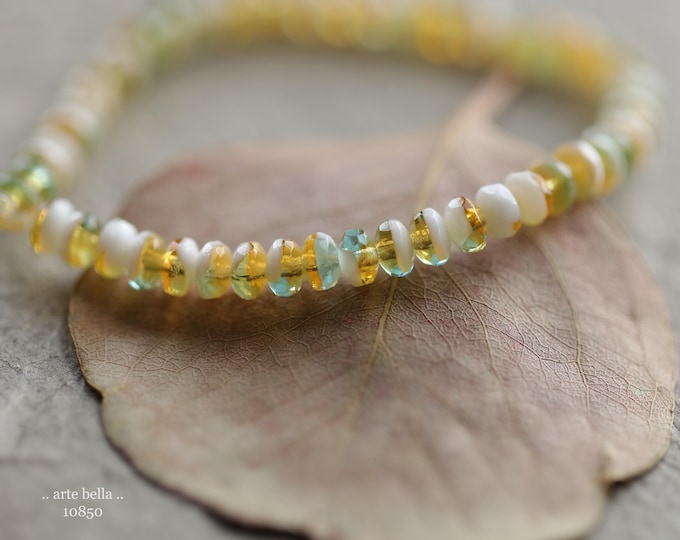 CANARY ISLAND BITS .. New 50 Premium Czech Glass Faceted Rondelle Beads 2.5x4mm (10850-st) .. jewelry supplies