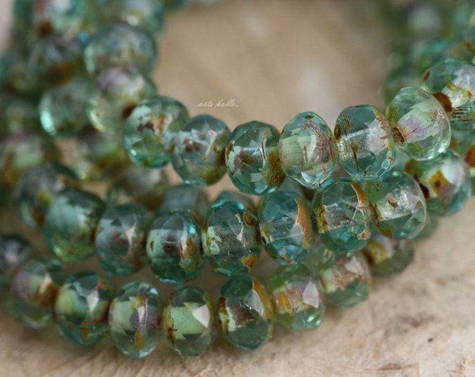 BREATHE No. 4  .. 30 Premium Picasso Czech Glass Rondelle Beads 3x5mm (5508-st)