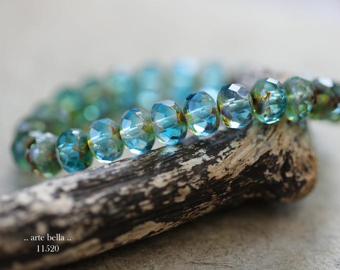New .. CREEK .. 25 Premium Picasso Czech Glass Faceted Rondelle Bead Mix 6x9mm (11520-st) .. jewelry supplies