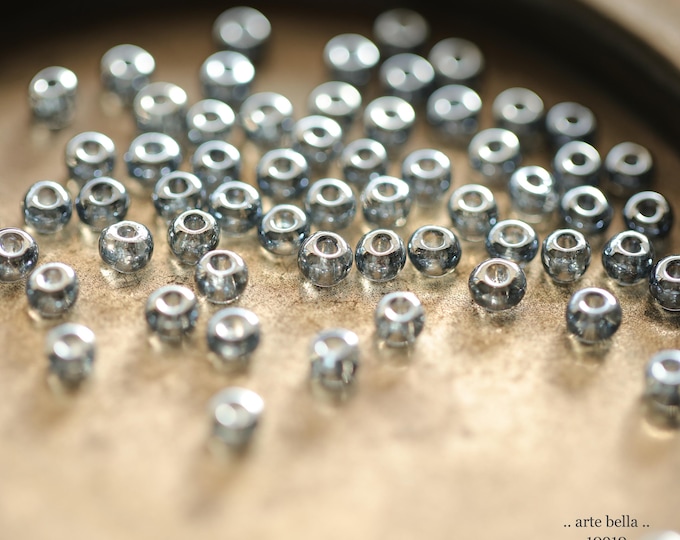 SILVERED SLATE SEEDS .. New 200 Premium Metallic Luster Czech Glass Seed Bead Size 6/0 (10910-200) .. jewelry supplies