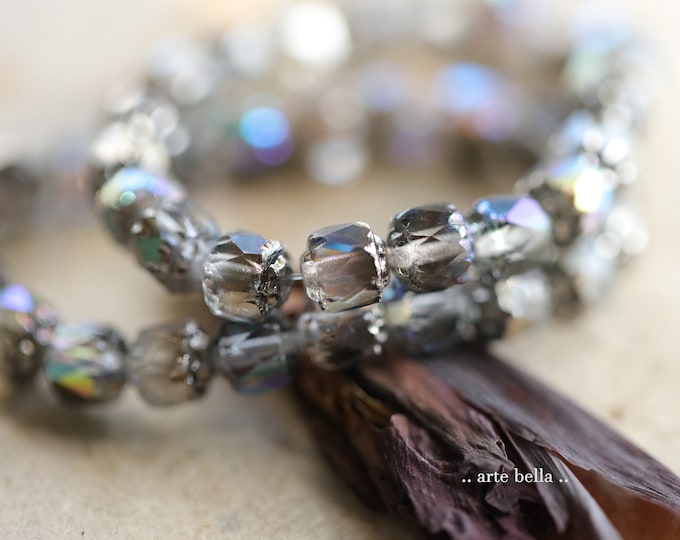 SMOKING MIRROR CATHEDRALS .. 20 Premium Czech Glass Faceted Cathedral Beads 6mm (9616-st) .. jewelry supplies