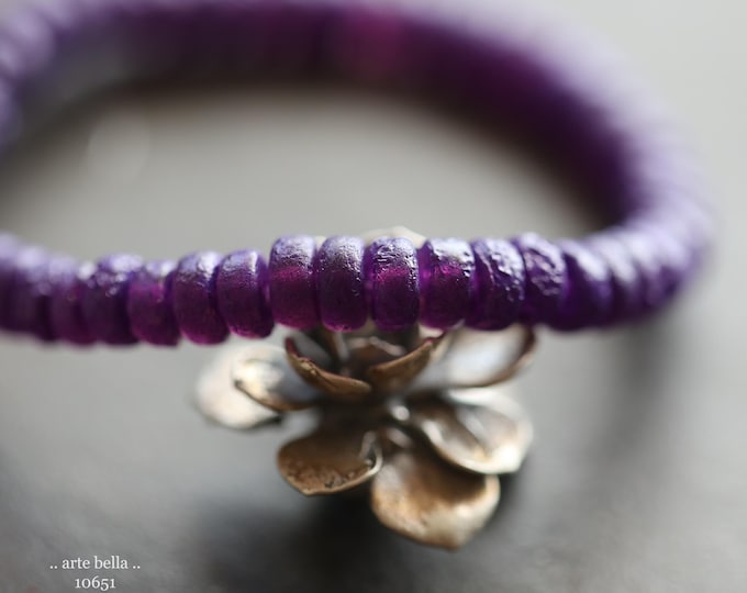 RUSTIC PLUM WHEELS .. 50 Premium Etched Czech Glass Heishi Rondelle Beads 3x6mm (10651-st) .. jewelry supplies