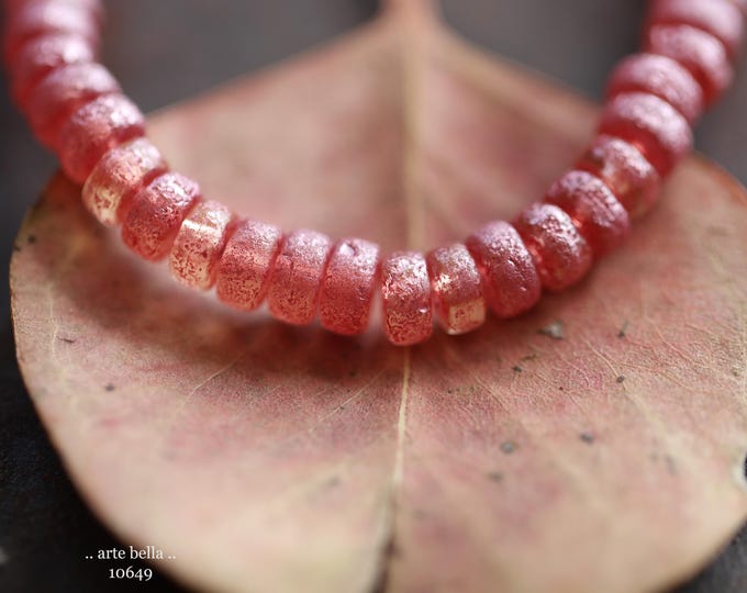 PINK SHIMMER WHEELS .. 50 Premium Etched Czech Glass Heishi Rondelle Beads 3x6mm (10649-st) .. jewelry supplies