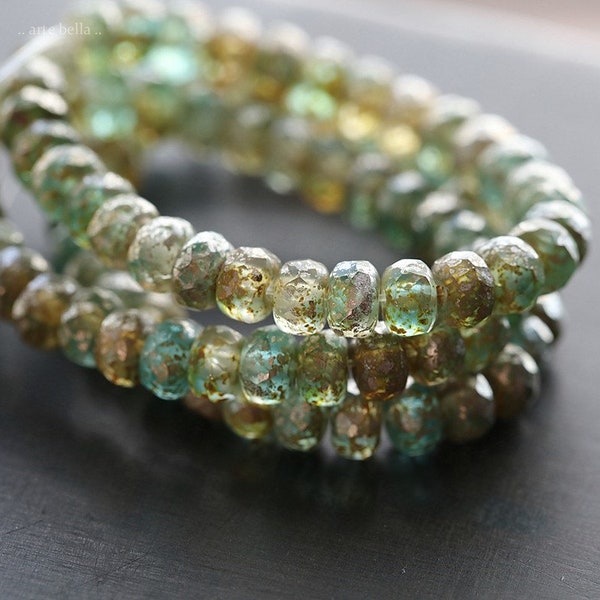 ANTIQUE RIVER BABIES .. 30 Premium Picasso Czech Faceted Rondelle Glass Beads 3x5mm (8630-st)