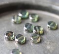 back in stock .. PINE MOSS BUTTONS .. 30 Luster Picasso Czech Glass Button Coin Beads 6mm (1829-30) .. jewelry supplies
