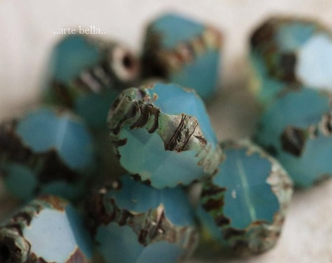 back in stock .. BLUE LAGOON TINK .. 10 Premium Picasso Czech Glass Faceted Bicone Beads 8x10mm (6936-10) .. jewelry supplies