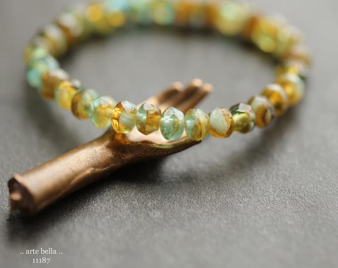 premium glass beads .. CARAMEL SKY BABIES .. New 30 Czech Glass Faceted Rondelle Beads 3x5mm (11187-st) .. jewelry making supplies
