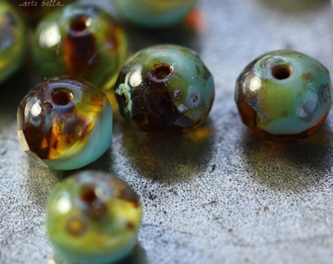 back in stock .. AMBER SKIES No. 3 .. 25 Premium Picasso Czech Glass Faceted Rondelle Beads 7x5mm (4110-st) .. jewelry supplies
