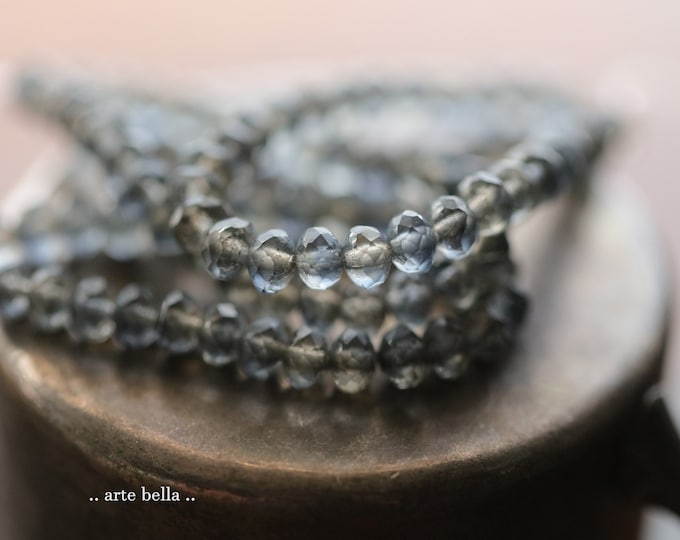 back in stock .. GRAY MONTANA BABIES .. 30 Premium Matte Czech Glass Faceted Rondelle Beads 3x5mm (9598-st) .. jewelry supplies