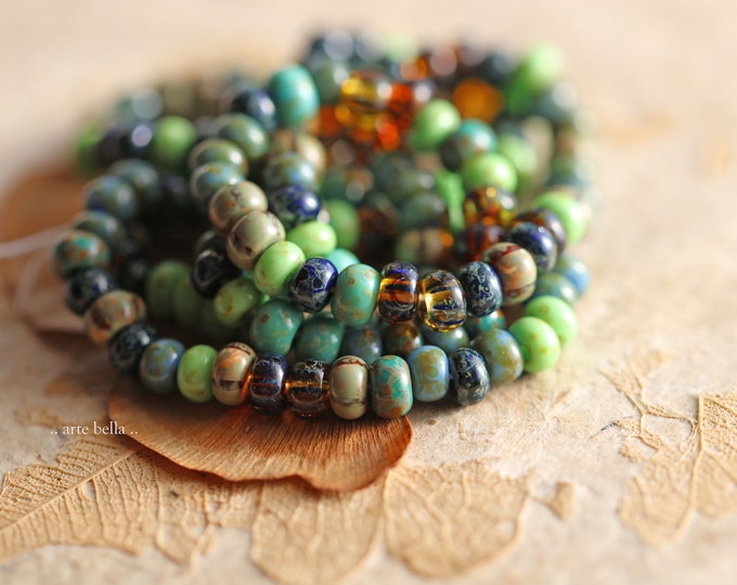 RAINFOREST SEEDS No. 9210 .. 20" Premium Picasso Czech Glass Glossy Striped Seed Bead Mix Size 4/0 (9210-st)