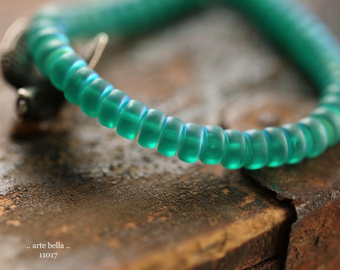 MYSTIC OCEANIC WHEELS .. New 50 Premium Czech Matte Glass Heishi Rondelle Beads 3x6mm (11017-st) .. jewelry supplies