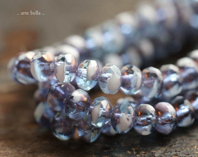 CLOUDY SKY BABIES .. 30 Premium Czech Glass Faceted Rondelle Beads 3x5mm (9065-st) .. jewelry supplies