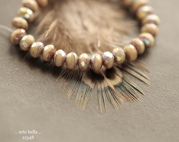 New .. MYSTIC LATTE BABIES .. 30 Picasso Czech Glass Faceted Rondelle Beads 3x5mm (11348-st) .. jewelry supplies