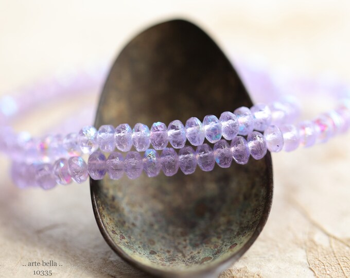 MYSTIC THISTLE BEBES .. 50 Premium Etched Czech Glass Faceted Rondelle Beads 4x2mm (10335-st) .. jewelry supplies