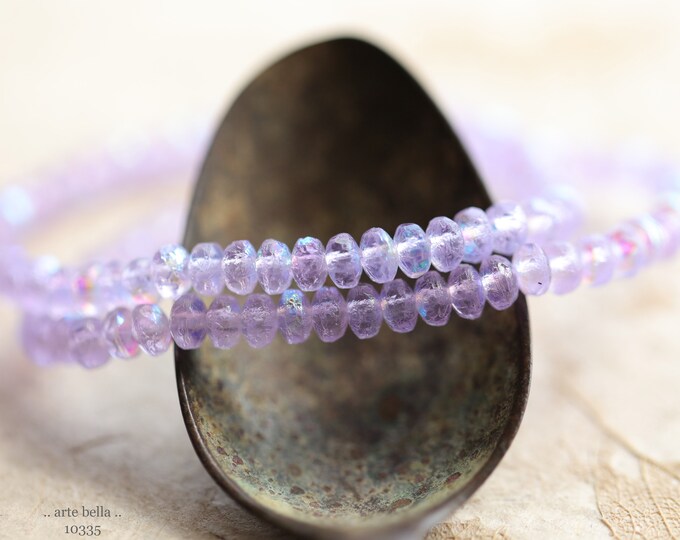 MYSTIC THISTLE BEBES .. New 50 Premium Etched Czech Glass Faceted Rondelle Beads 4x2mm (10335-st)