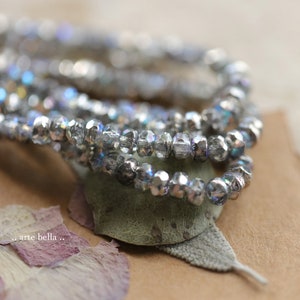 SILVER MYSTIC BITS .. 50 Premium Czech Glass Faceted Rondelle Beads 2.5x4mm (9635-st)