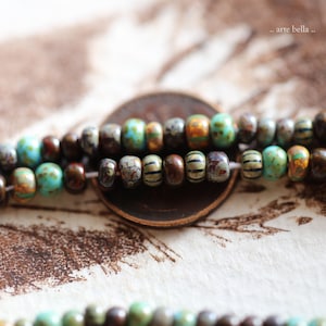 ISLAND PARADISE SEEDS No. 9208 .. 20&quot; Strand Picasso Czech Glass Glossy Striped Seed Bead Mix Size 6/0 (9208-st) .. jewelry supplies