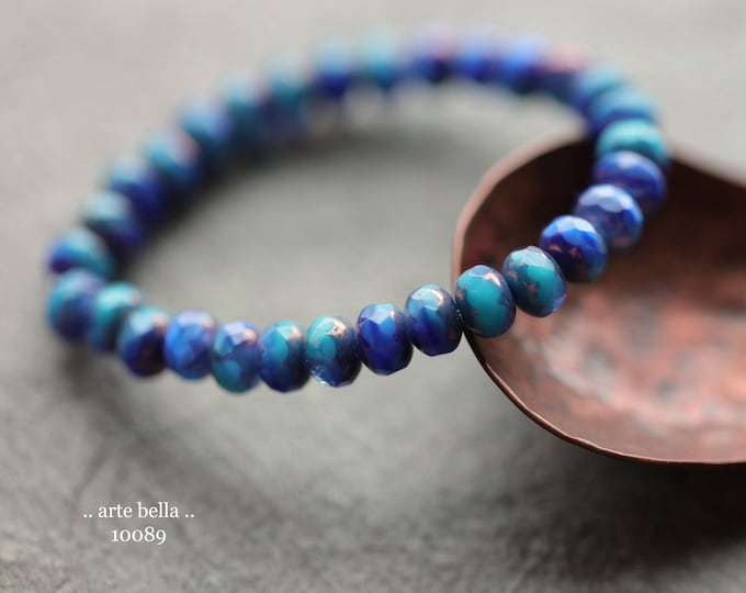 premium glass beads .. BRONZED OCEAN BAY Babies .. 30 Czech Glass Faceted Rondelle Beads 3x5mm (10089-st) .. jewelry supplies
