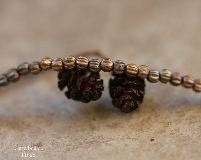 New .. Matte CHOCOLATE PEWTER MINI Melons .. 100 Premium Metallic Luster Czech Glass Bead Mix 3mm (11622-st) .. jewelry supplies