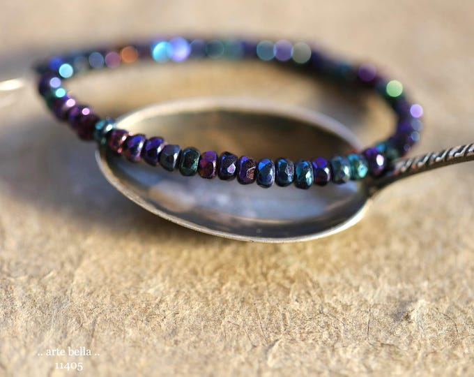 New .. IRIS SPARKLE BITS .. 50 Czech Glass Gem Cut Micro Faceted Rondelle Bead Mix 3x2mm (11405-st) .. jewelry supplies