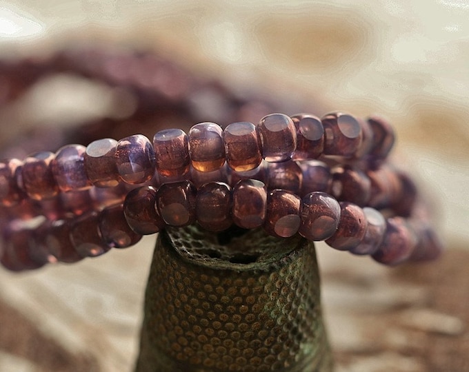 PURPLE THISTLE SEEDS .. 50 Premium Czech Glass Trica Seed Bead 4x3mm (8929-st) .. jewelry supplies