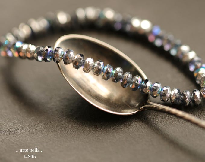 New .. MYSTIC SILVERED GRAY Bits .. 50 Czech Glass Faceted Rondelle Beads 2.5x4mm (11345-st) .. jewelry making supplies