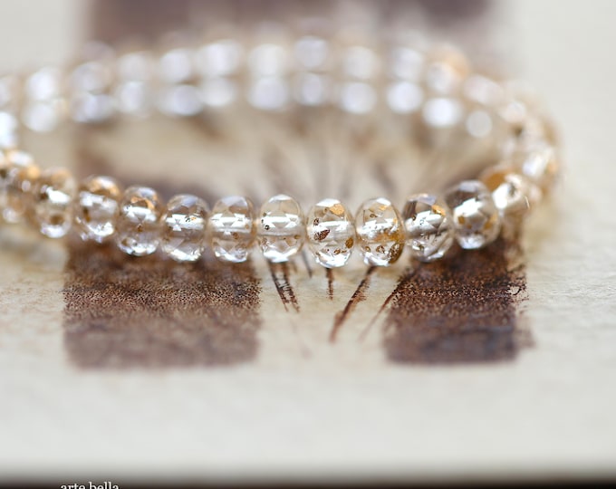 CLEARLY GOLDEN BABIES .. 30 Premium Czech Glass Faceted Rondelle Beads 3x5mm (10971-st) .. jewelry supplies