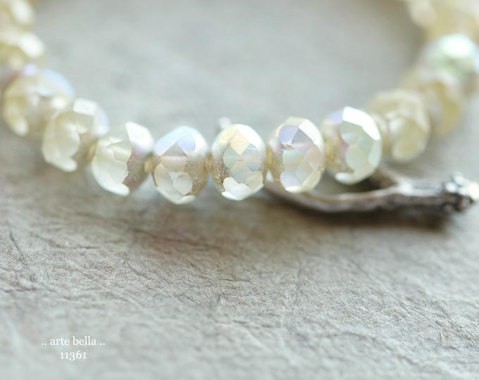 New .. MYSTIC SILVERED WHISPER .. 25 Matte Czech Glass Faceted Rondelle Beads 6x8mm (11361-st) .. jewelry supplies
