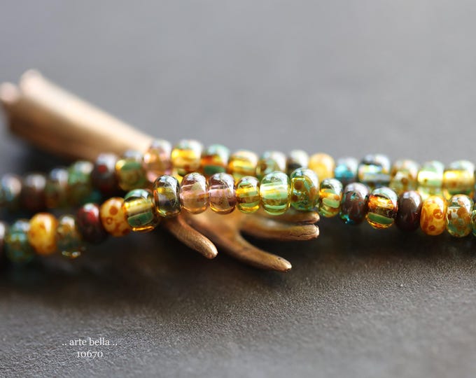 CIRCUS SEED MIX No. 10670 .. 20" Premium Picasso Czech Aged Striped Glass Seed Bead Mix Size 6/0 (10670-st) .. jewelry supplies