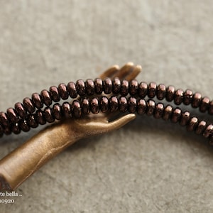 premium glass beads .. DARK BRONZE BITS .. 100 Metallic Czech Glass Smooth Rondelle Beads 2x3mm (10920-st) .. jewelry supplies