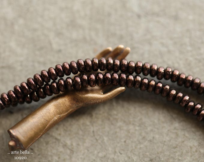 DARK BRONZE BITS .. New 100 Premium Metallic Czech Glass Smooth Rondelle Beads 2x3mm (10920-st) .. jewelry supplies