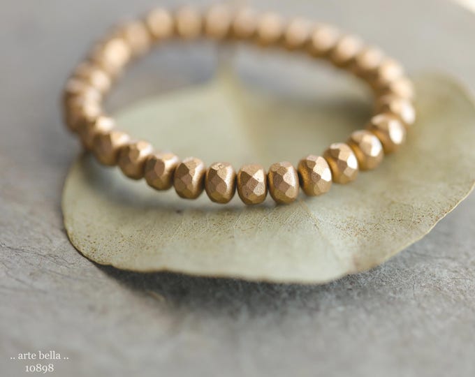 SATIN GOLD BABIES .. New 30 Premium Czech Satin Glass Faceted Rondelle Bead Mix 3x5mm (10898-st) .. jewelry supplies