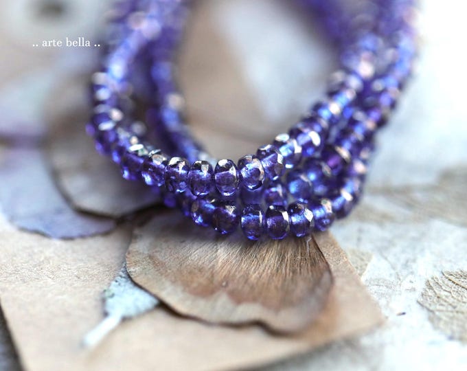 back in stock .. GOLDEN BLUE VIOLET Bits .. 50 Czech Glass Faceted Rondelle Beads 2.5x4mm (9643-st) .. jewelry supplies