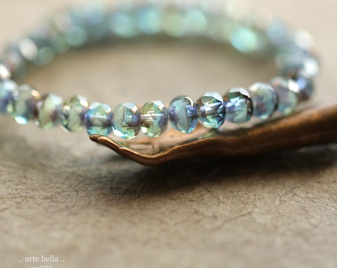 BRONZED BEACH BABIES .. New 30 Premium Czech Glass Faceted Rondelle Beads 3x5mm (10886-st) .. jewelry supplies