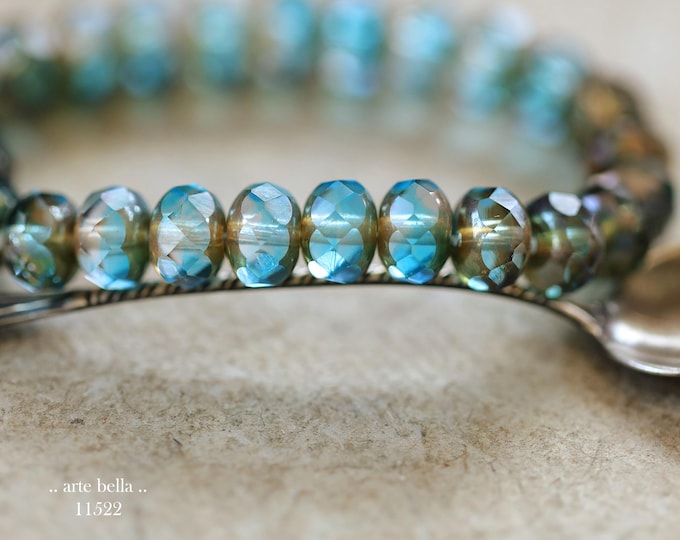 New .. BRONZED CREEK .. 25 Premium Czech Glass Faceted Rondelle Beads 6x9mm (11522-st) .. jewelry supplies