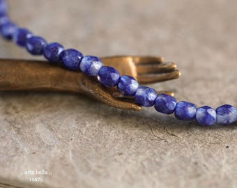 New .. SILVERED INDIGO TOTS .. 50 Premium Matte Czech Glass Faceted Round Beads 4mm (11475-st) .. jewelry supplies